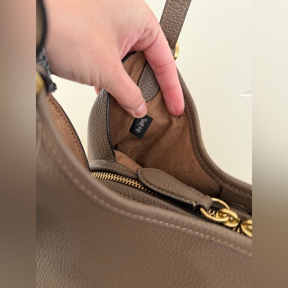 Coach Medium Bella Shoulder Bag NWT Dark Stone Pebble Leather - Picture 7 of 9